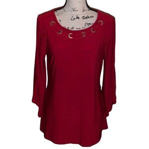 ‎New Directions red bell sleeve tunic medium